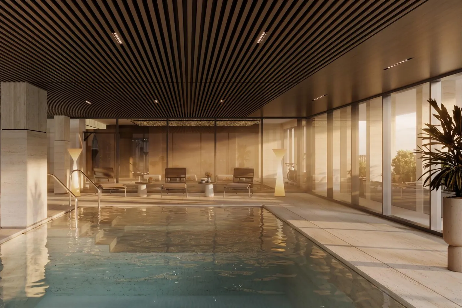 Marquis Aura: piscina coberta com teto de madeira Marquis Aura: piscina coberta com teto de madeira